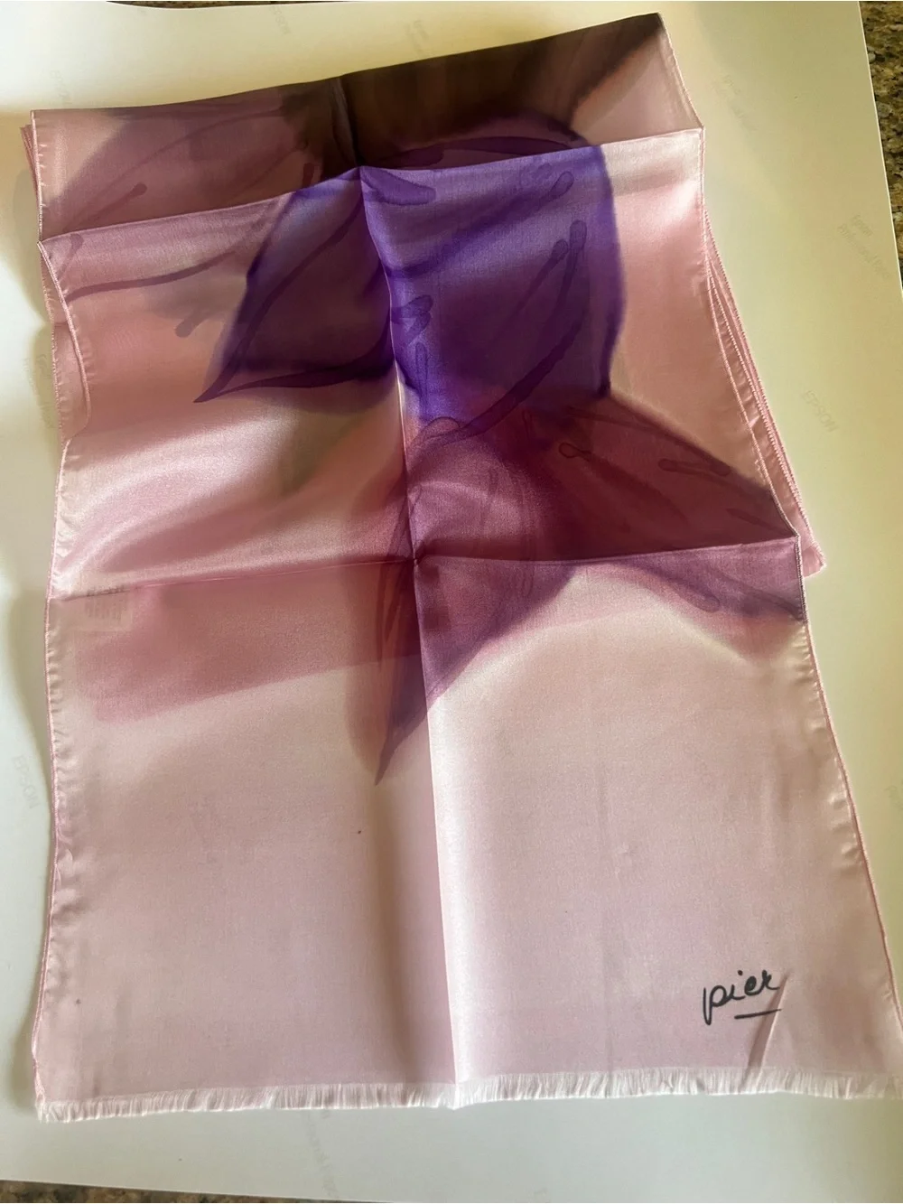Vintage silk scarf- hand painted by Pier of Canada